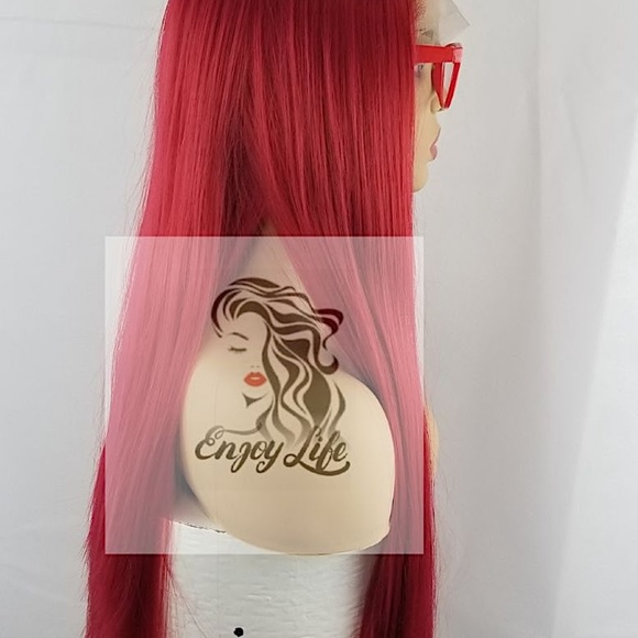 celebrity Red lace front wig with free parting main image 4